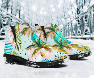 Abstract Palm Tree Hawaiian Print Chelsea Boots