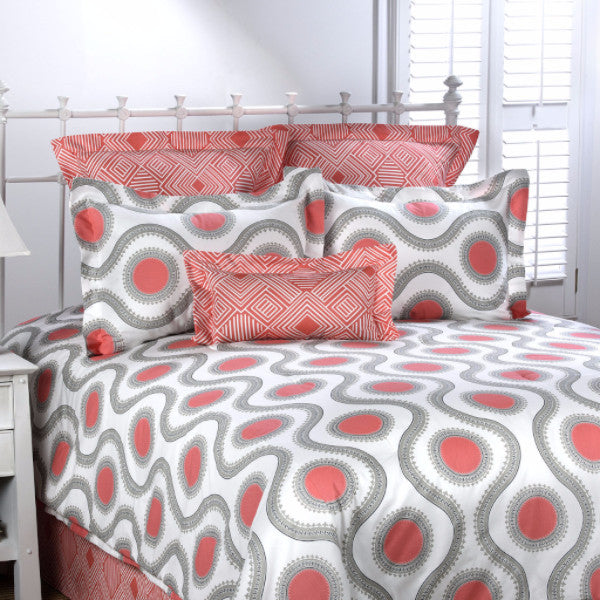 Coral and Gray Dorm Comforter | Designer Dorm Bedding