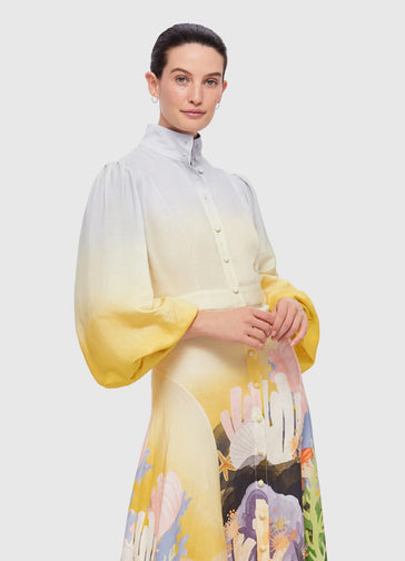 LOUIS VUITTON – ICONIC – GIANT MONOGRAM BELTED A-LINE DENIM DRESS –  Designer Dress Hire Australia