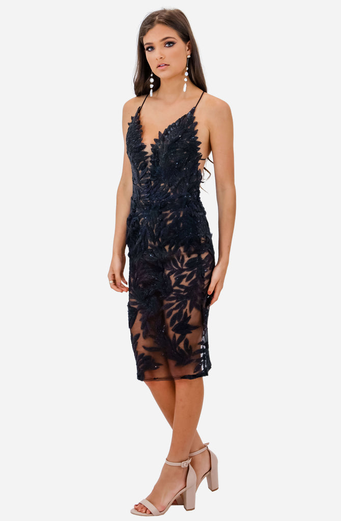 Talia Black Dress by Nadine Merabi | Nadine Gown | High St. Hire.