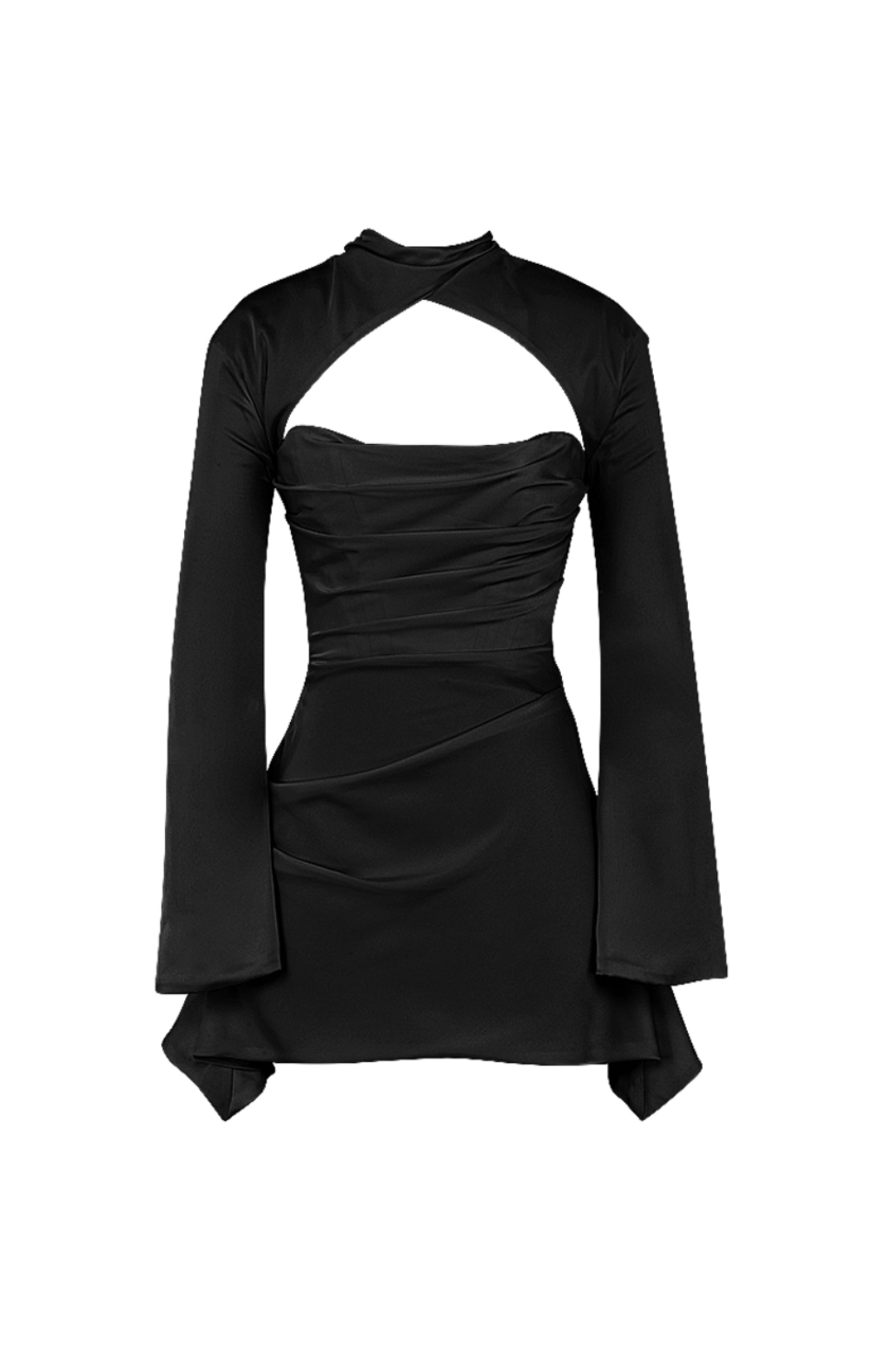 Toira Black Draped Corset Dress by House of CB | High St. Hire