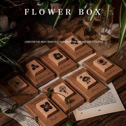 Retro Flower Box Wooden Stamp