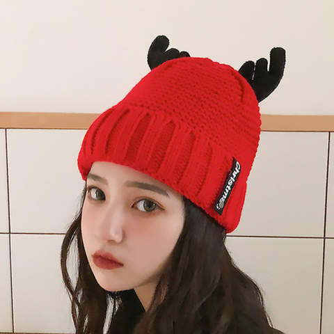 Christmas Antlers Woolen Hat