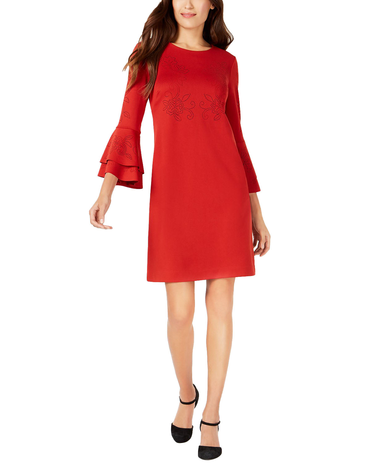 petite bell sleeve dress