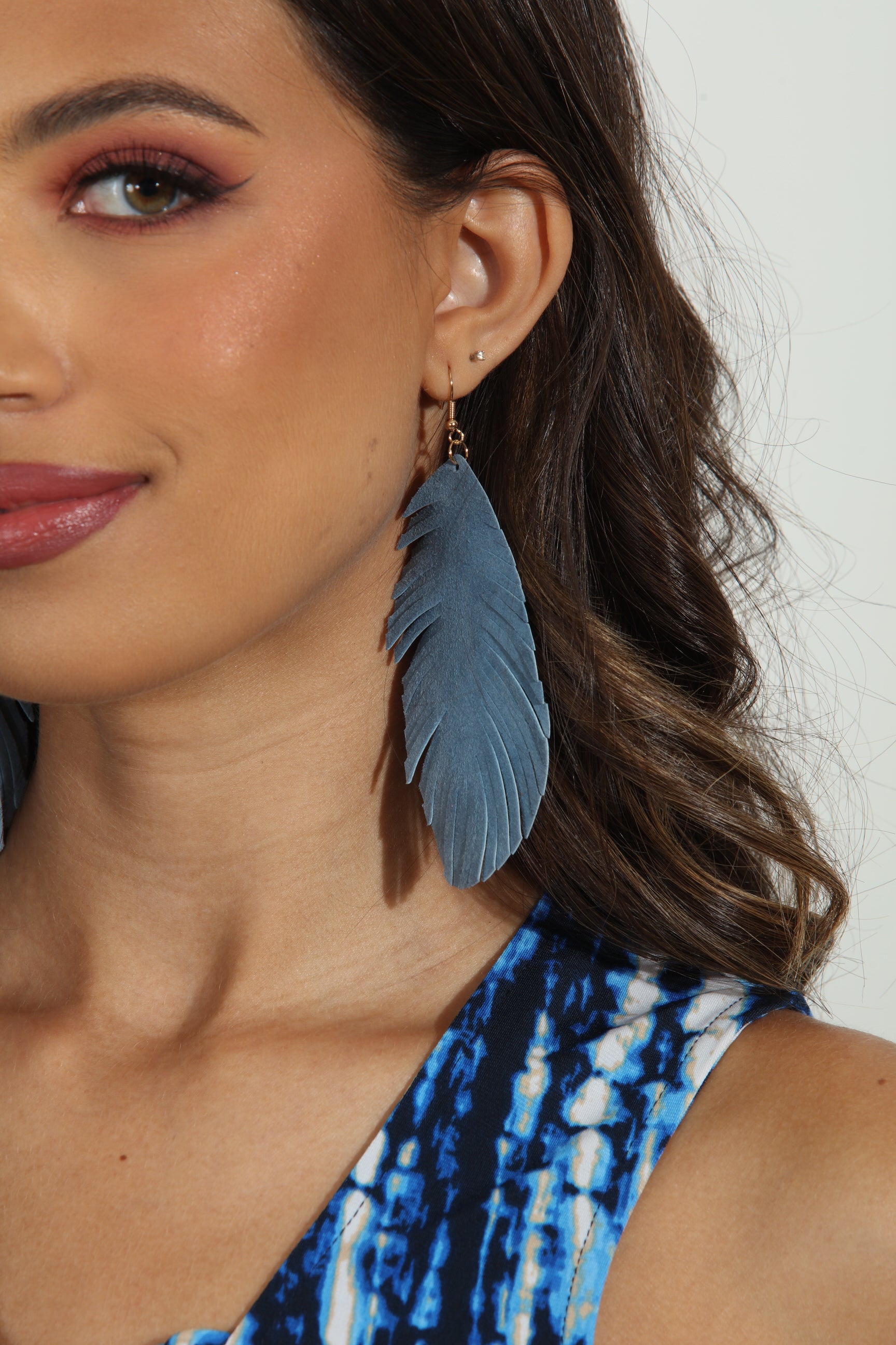 Blue Apples Metaphysical | Gabriola Island | Parrot Feather Earrings