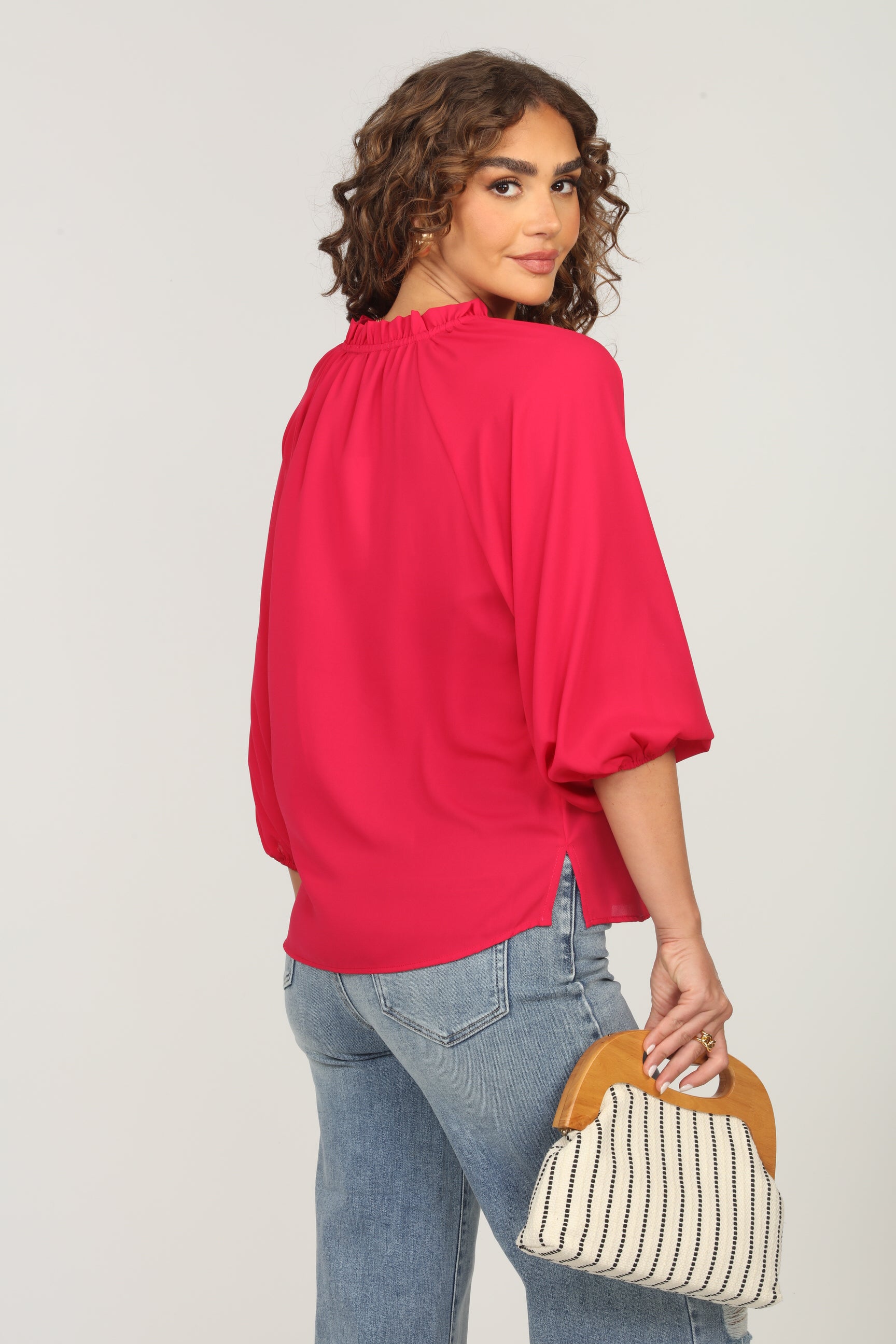 Fiori Satin Tie Neck Blouse