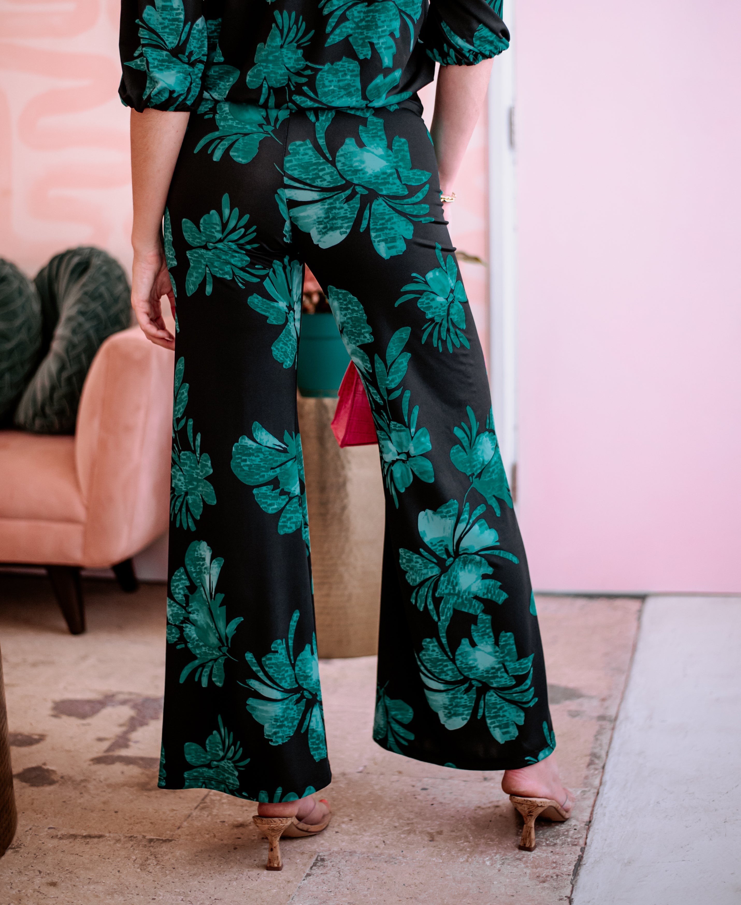 The O Boutique, Pants & Jumpsuits, Last Dark Green Crushed Velvet Wide  Leg Pants