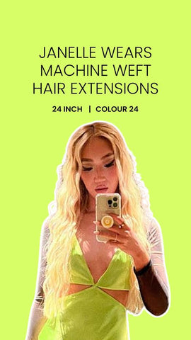 Blonde weft human hair extensions
