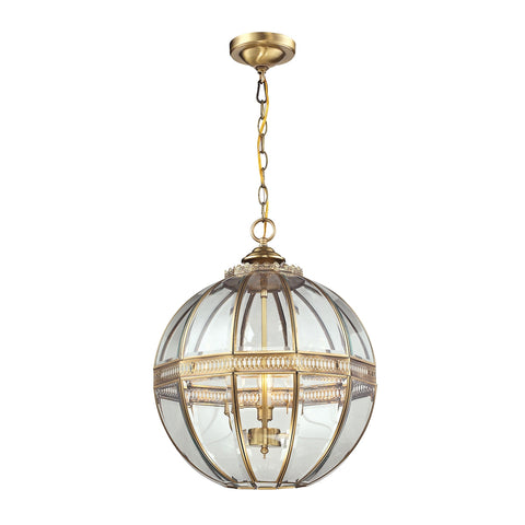ELK Lighting 22021/3 - Randolph 16" Wide 3-Light Pendant in Brushed Brass with Clear Glass Panels