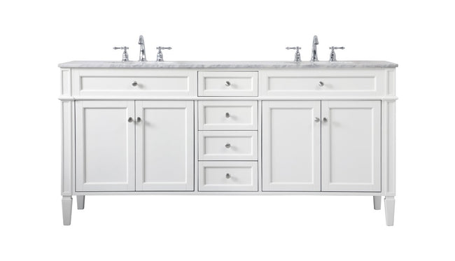 Elegant Decor VF12572DWH 72" Double Bathroom Vanity in White