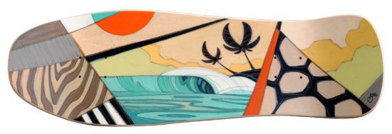 Erik Abel painting on skateboard tropic funk 1