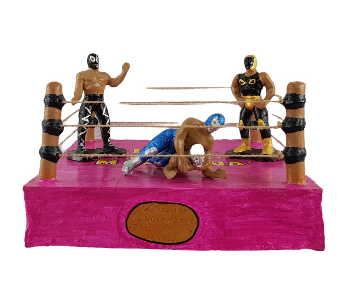 Ring de lucha libre mexicana, juguete coleccionable elaborado en barro –  Artesanías Flor de Piña