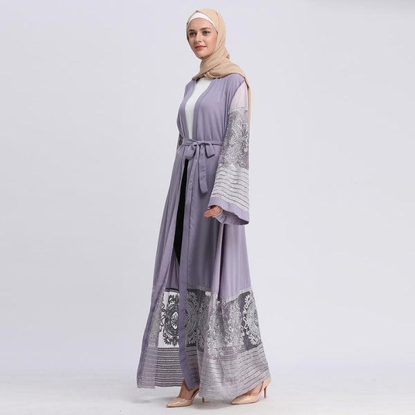 Lilac and beige Abaya