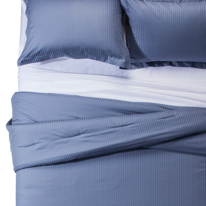 Damask Stripe Comforter Set Fieldcrest Spa Blue Queen Wsco