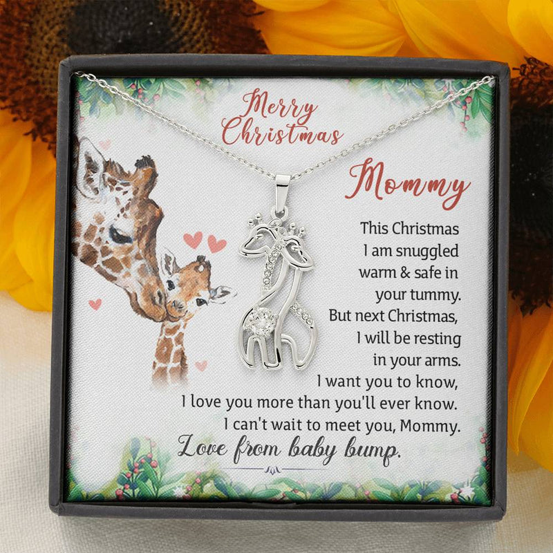 To New Mom From Baby Happy First Christmas Together Giraffe Necklace