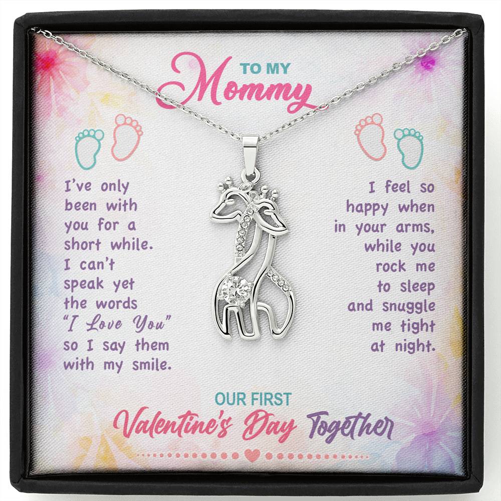 To New Mom From Baby Happy First Christmas Together Giraffe Necklace