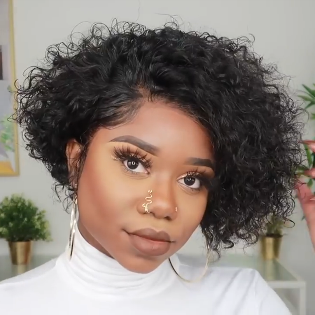 Uniqueen 2019 New Hairstyle Short Curly 007 Black 100 Normal