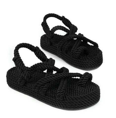 black rope sandals
