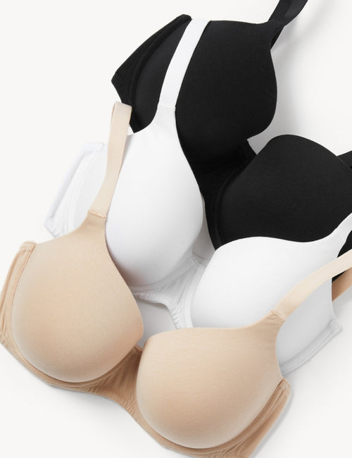 3pk Cotton Non Wired Full Cup Bras A-E