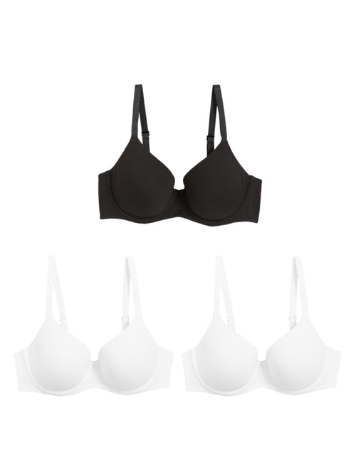 MARKS & SPENCER M&S 3pk Cotton Non Wired Full Cup T-Shirt Bra A-E