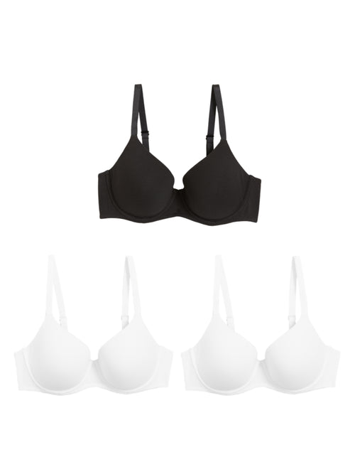 3pk Cotton Rich Non Wired T-Shirt Bras A-E