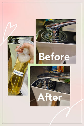 Before and after images using SimplyGood's Bathroom Cleaning Tablets