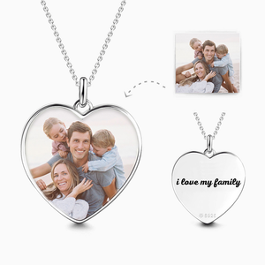 Photo Heart Tag Necklace Engraved Pendant