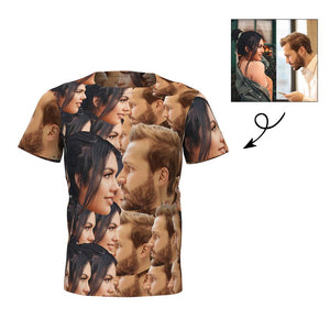 男女共用カスタムフォトtシャツ 写真入り可能なオリジナルtシャフェイスマッシュ