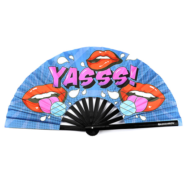 Yasss Lips and Lollipops UV Party Fan – Rude Rainbow