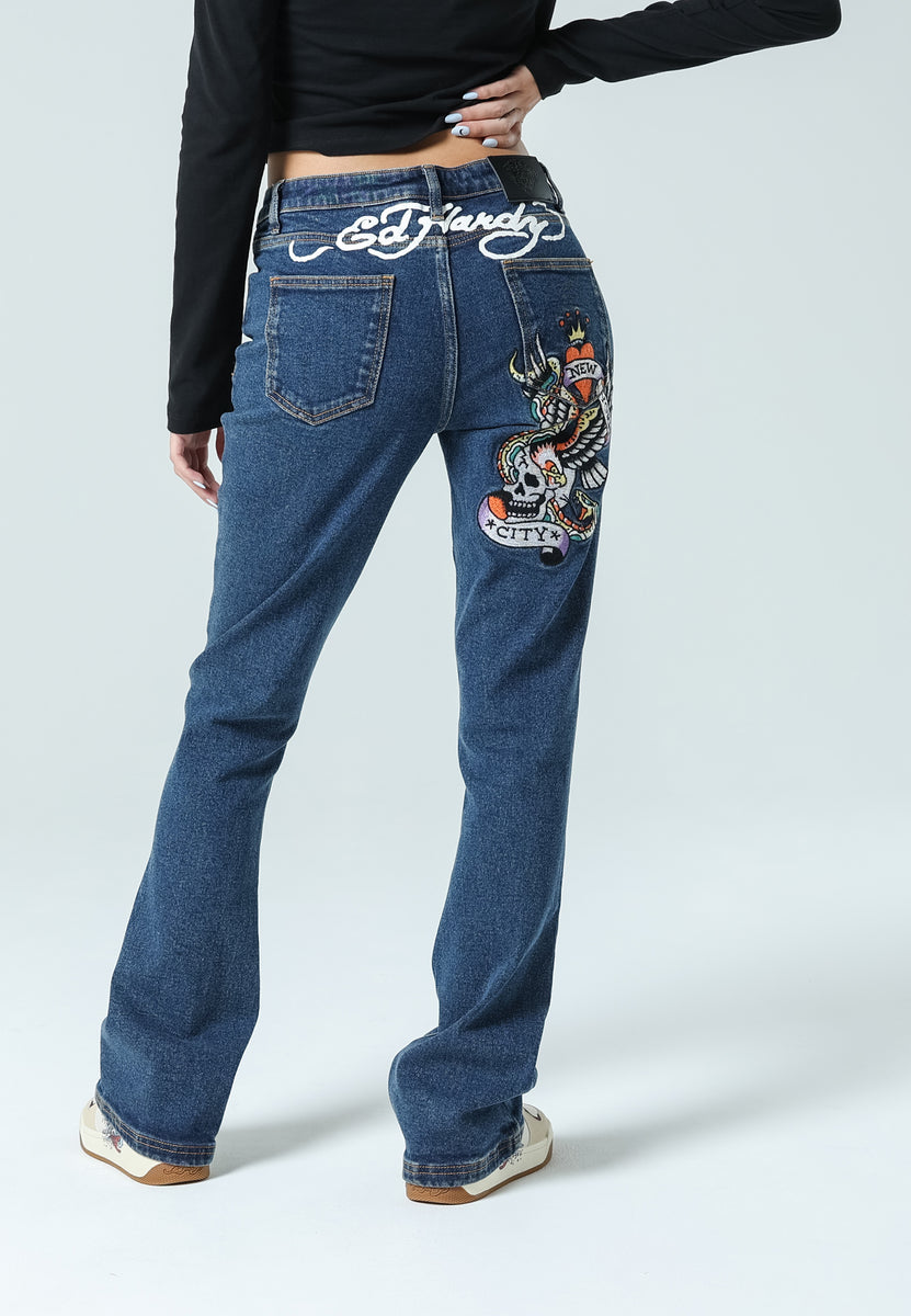 Womens New York City Bootleg Fit Denim Trousers Jeans - Indigo – Ed ...