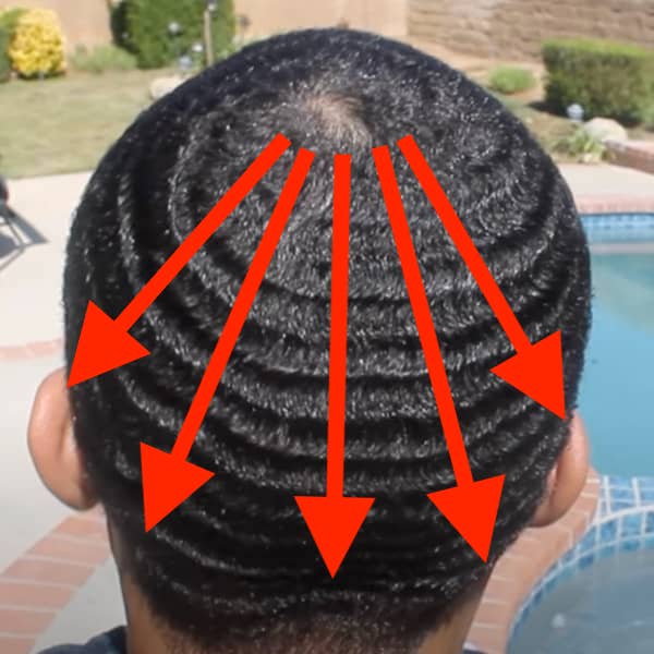 Brush away from your crown for waves in the back