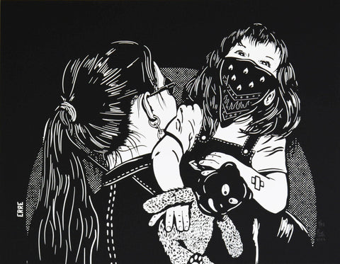 Resistir, Black limited edition art print by Erre | Enter Gallery 