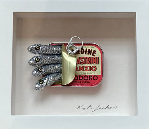 Knitted, Tinned Sardines Pollastrini by Kate Jenkins | Enter Gallery 