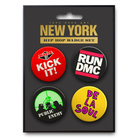 New York, Hip Hop Badge Set by Tape Deck Art | Enter Gallery