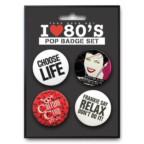 I Love 80s, Pop Badge Set by Tape Deck Art | Enter Gallery 