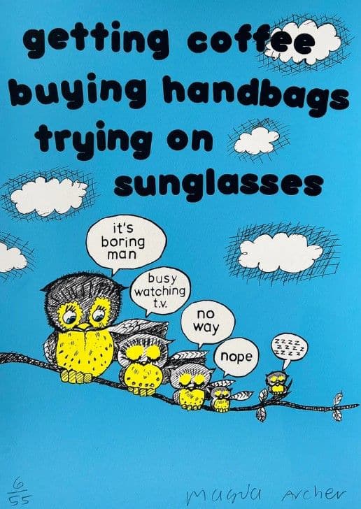 Image of Getting Coffee, Buying Handbags, Trying on Sunglasses artwork by Magda Archer, free delivery