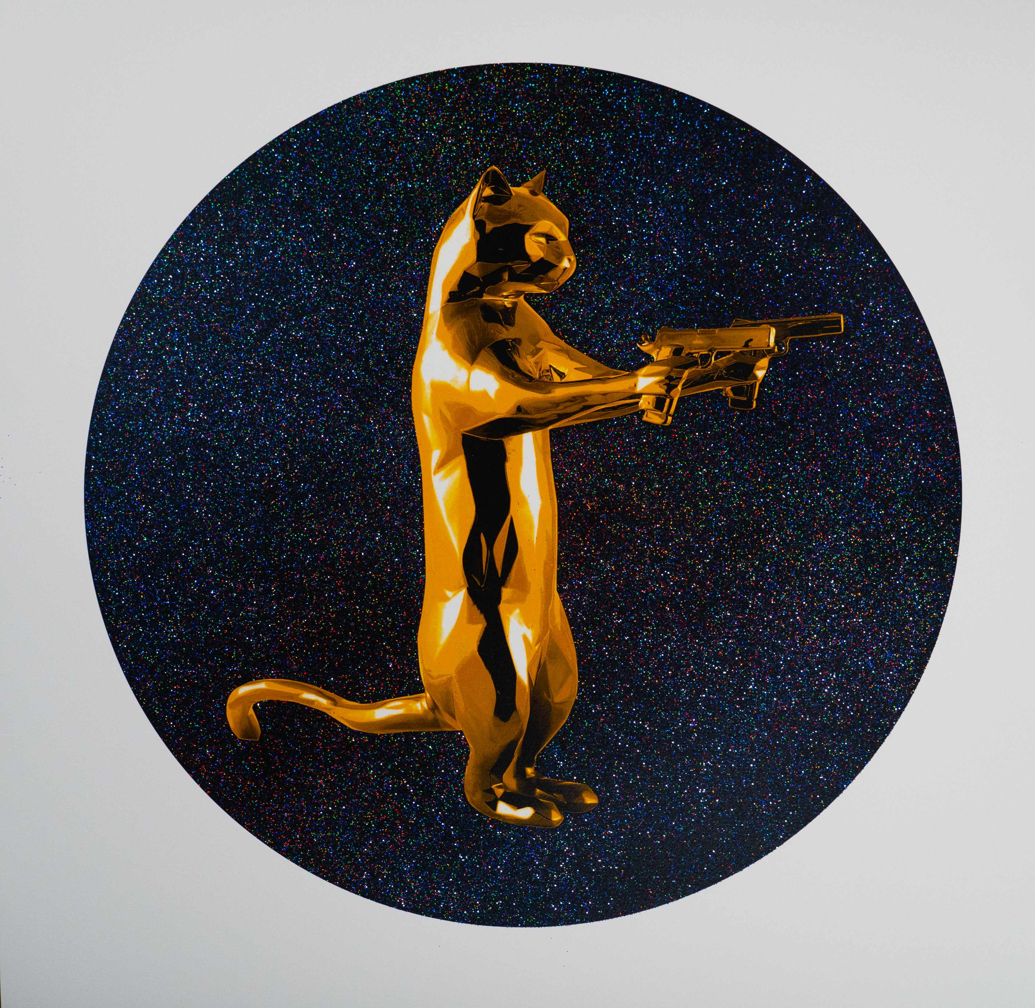 FRAMED Rebel With The Paws, Print Gold/Black artwork by Maxim, free delivery