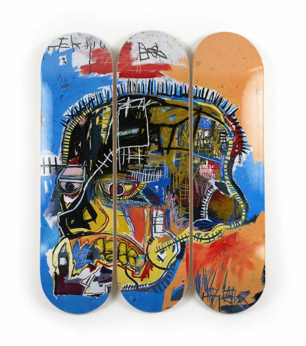 Image of Skull, Skateboard Triptych artwork by Jean-Michel Basquiat, free delivery