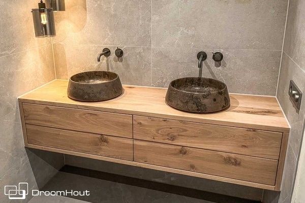 Badkamermeubel op maat - houten badkamermeubels op maat by DroomHout