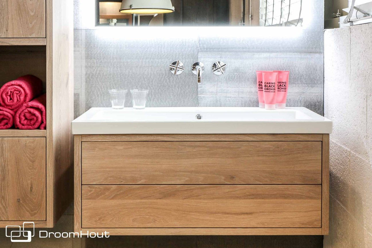Badkamerset Soap badkamermeubel EN kast EN spiegel voordelige set van eiken – DroomHout