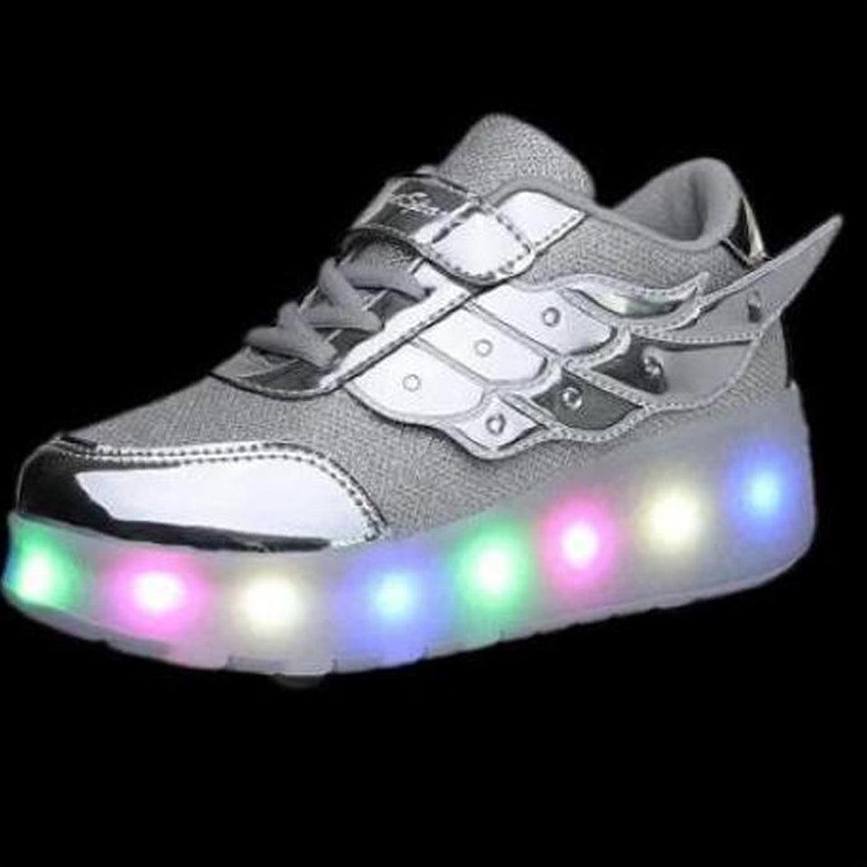 Flying Wings LED Roller Shoes for Kids - Silver | Kids LED Light