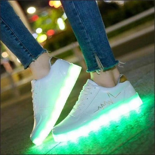 B.C. rechtbank compleet LED Shoes White and Gold Zag | Dancing LED Light Shoes | Kids LED