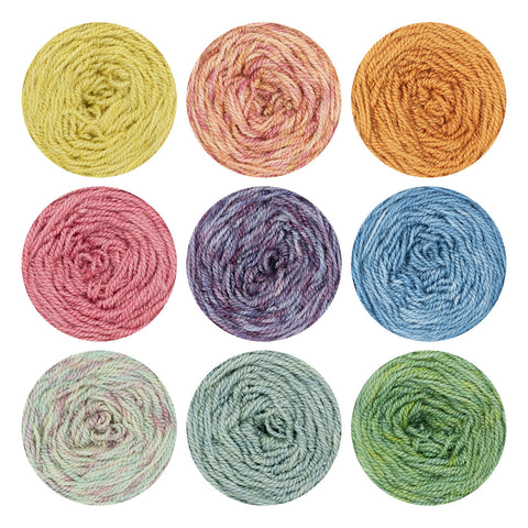 Nine cakes of silk merino naturally dyed yarn