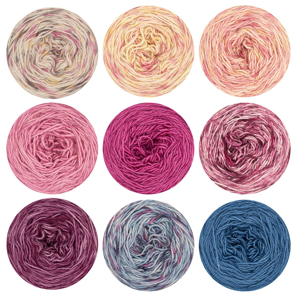 Nine cakes of yarn 