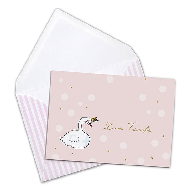 Glückwunschkarte TAUFE Grußkarte Schwan rosa mit Umschlag | krima -  | www.luiseundfritz.de