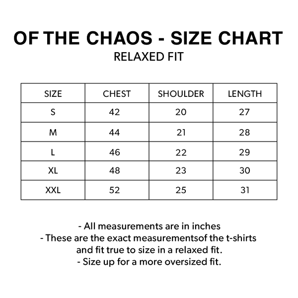 Size Chart – Of The Chaos