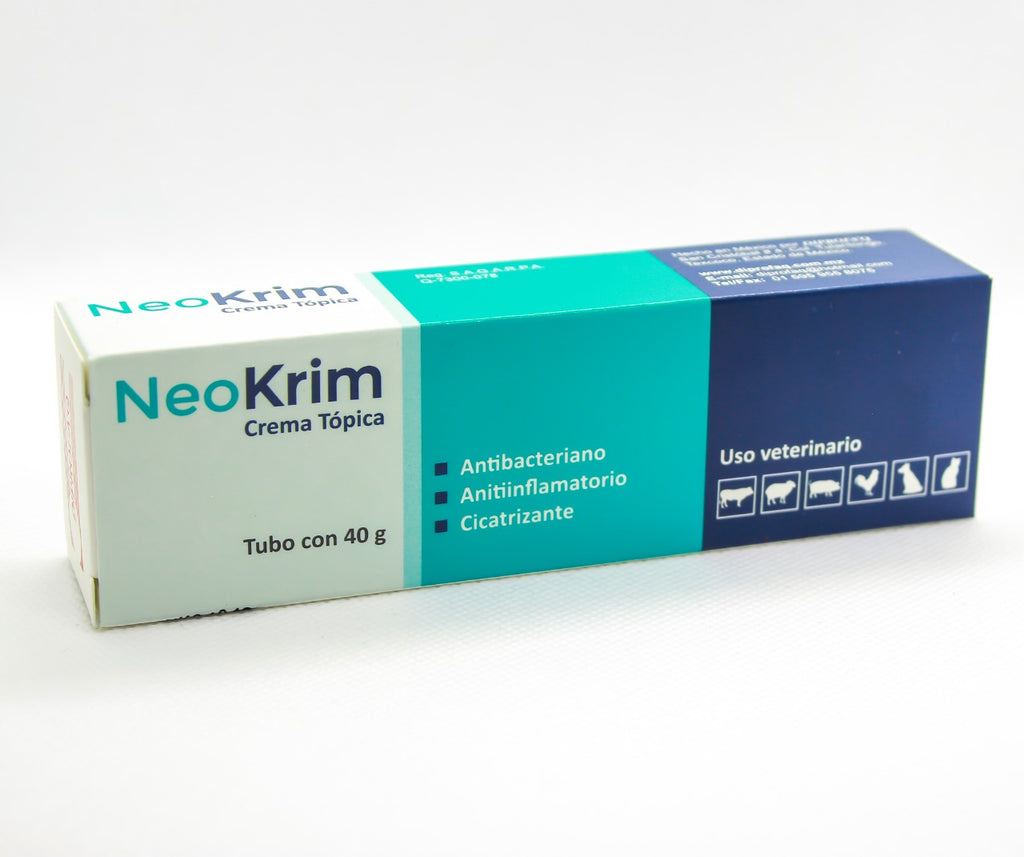 Neokrim 40 gr ( crema antiinflamatoria antibacterial cicatrizante ) | Grupo Lovet :: Farmacia Veterinaria San :: Medicamentos veterinarios en general y de especialidad. Sucursales Querétaro y CDMX.