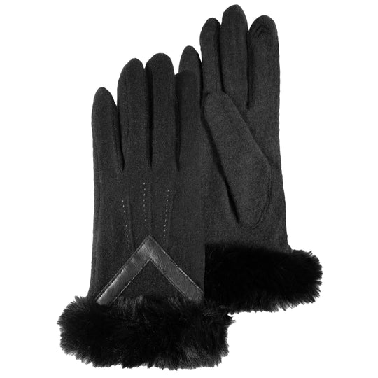 Gants femme cuir lisse doublée mico-fourrure ISOTONER