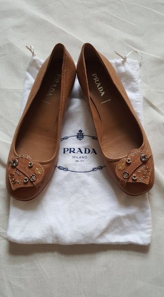 tan prada shoes