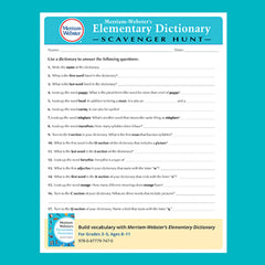 Download the scavenger hunt activity sheet for Merriam-Webster's Elementary Dictionary